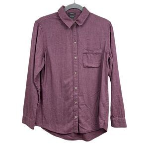 Eddie Bauer Womens Shirt Top Classic Fit Button Up Long Sleeves Burgundy Size M*